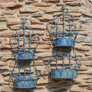 Zaer Ltd. International Set of 2 Dual Wall Hanging Iron Basket Planters in Cobalt Blue "Copenhagen 1843" ZR200536-BL View 4