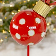 Zaer Ltd. International 26" Tall Red & White Polka Dot Christmas Ball Ornament Metal Garden Stake ZR210603 View 4