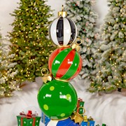 Zaer Ltd. International 6.1ft. Tall Staggered Iron Ornament Tower with Large Multicolor Christmas Balls ZR220426 View 4
