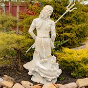 Zaer Ltd. International 50" Tall Magnesium Merman Garden Statue Holding Trident in Antq. Grey "Roberto" ZR343149-GY View 4