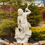 Zaer Ltd. International 48" Tall Magnesium Merman Garden Statue Throwing Trident in Antq. Grey "Scotty" ZR343048-GY View 4