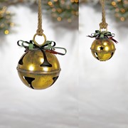 Zaer Ltd International Set of 9 Assorted Antique Gold Oversized Hanging Metal Christmas Bells ZR200891-SET View 4