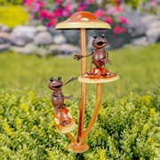 Zaer Ltd International Pre-Order: Set of 6 Assorted Friendly Frogs on Iron Mushroom Garden Stakes ZR652407-SET View 4