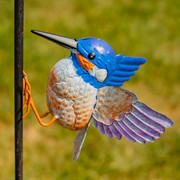 Zaer Ltd International 46.75" Tall Iron Garden Stake with Hummingbird and Rain Gauge "Skye" ZR120340 View 4