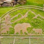 Zaer Ltd International Round Top Bench with Grizzly Bear & Mountain Silhouette "Yellowstone" ZR220862-GR View 4