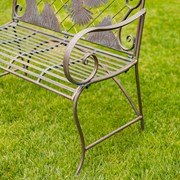 Zaer Ltd International Round Top Iron Garden Bench with Flying Eagle Backrest "Klamath" ZR220864-BZ View 4