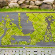 Zaer Ltd International Rectangular Outdoor Bench with Cow & Windmill Silhouette "Strasburg" ZR220865-BZ View 4
