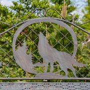 Zaer Ltd International Classic Outdoor Bench with Howling Wolf & Moon Silhouette "Gunnison" ZR220866-BZ View 4