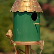 Zaer Ltd International 68.75" Tall Iron & Dark Green Porcelain Birdhouse Stake "Prague" ZR225217-CP View 4