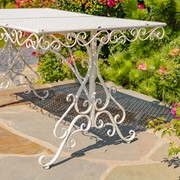 Zaer Ltd International "Solebury" Five-Piece Metal Dining Set in Antique White ZR220869-70-AW View 4