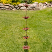 Zaer Ltd International 78" Long Iron Flower Rain Chain in Antique Rust ZR156150-AR View 4