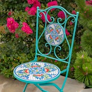 Zaer Ltd. International "Baton Rouge" Three Piece Mosaic Bistro Set - Blue, Green & Red ZR850914-61-SET View 4