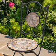 Zaer Ltd. International "St. Augustine" Three Piece Mosaic Bistro Set - Stone Grey & Brown ZR850514-65-SET View 4