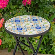 Zaer Ltd. International "Bar Harbor" 23in. Tall Mosaic Folding Plant Stand - Blue/Green/Peach ZR850616 View 4