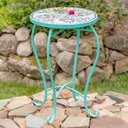 Zaer Ltd. International Pre-Order: "Baton Rouge" 22in. Tall Mosaic Pedestal Plant Stand - Blue/Green/Red ZR850915 View 4