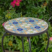 Zaer Ltd. International "Bar Harbor" 22in. Tall Mosaic Pedestal Plant Stand - Blue/Green/Peach ZR850615 View 4