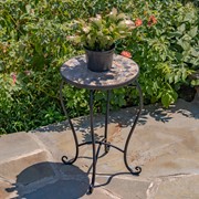 Zaer Ltd. International "St. Augustine" 22in Tall Mosaic Pedestal Plant Stand - Stone & Brown ZR850515 View 4