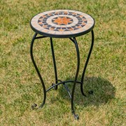 Zaer Ltd. International "Sedona" 22in. Tall Mosaic Pedestal Plant Stand - Tan & Blue ZR850215 View 4