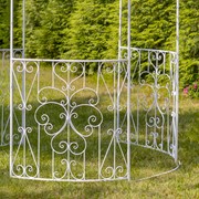 Zaer Ltd. International 10ft. Tall Round Iron Gazebo with Side Walls in Antique White "Tatiana" ZR161596-AW View 4