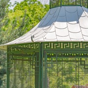 Zaer Ltd. International 10ft. Tall Asian-Inspired Iron Garden House Gazebo in Green "Dynasty" ZR230418-GR View 4