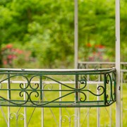 Zaer Ltd. International 11.25ft. Tall Round Iron Gazebo w/4 Sidewalls & Baskets in Antq. White "Seville" ZR230419-AW View 4