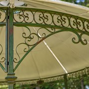 Zaer Ltd. International 11.25ft. Tall Round Iron Gazebo w/Sidewalls & Baskets in Green "Seville" ZR230419-GR View 4