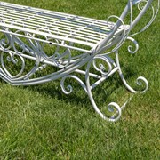 Zaer Ltd. International 6.8ft. Tall Heart-Shaped Iron Bench in Antique White "Amore" ZR230422-AW View 4