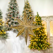 Zaer Ltd International Set of 6 Assorted Antique Gold North Star Hanging Iron Decorations "Polaris" ZR233016-SET View 4
