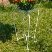 Zaer Ltd International Set of 2 Ornate Flower Basket Plant Stands in Antique White "Medellín 1972" ZR238114-AWS View 4