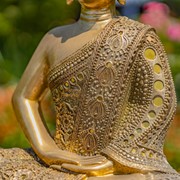 Zaer Ltd International 19.1" Tall Frosted Gold Polyresin Buddha in Dhyana Mudra ZR920401 View 4