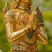 Zaer Ltd International 20.5" Tall Polyresin Thai Kneeling in Prayer Buddha with Mandala ZR920503 View 4