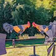 Zaer Ltd International 59.8" Tall Iron Windmill with Feeding Roosters & Weather Vane ZR548540 View 4