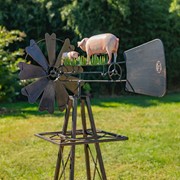 Zaer Ltd International 59.8" Tall Iron Windmill with Pig Family on Weather Vane ZR550910 View 4