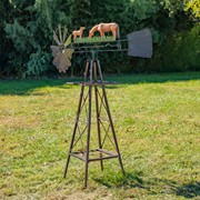 Zaer Ltd International 59.8" Tall Iron Windmill with Horse Family on Weather Vane ZR550920 View 4