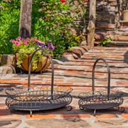 Zaer Ltd. International Set of 2 Freestanding Garden Baskets in Antique Bronze "Stephania" ZR220714-BZ View 4