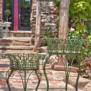 Zaer Ltd. International Set of 2 Standing Iron Plant Stands with Round Baskets in Ant. Green "Stephania" ZR220385-GR View 4