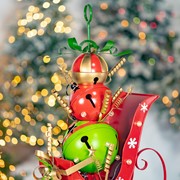 Zaer Ltd International 30.5" Tall Iron Christmas Sleigh with Giant Jingle Bells - Small ZR220497 View 4