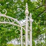 Zaer Ltd. International 7.5ft. Tall Four Tier Standing Iron Shelf in Antique White "Stephania" ZR220311-AW View 4