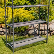 Zaer Ltd. International 7.5ft Tall Four Tier Standing Iron Shelf in Antique Black "Stephania" ZR220311-BK View 4