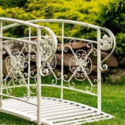 Zaer Ltd International 40.5" Long Iron Garden Bridge with Embellished Handle Bars in White "Stephania" ZR220597-AW View 4