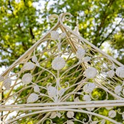Zaer Ltd International 9.5ft T Iron Garden Arch with Embellished Trellis in Antique White "London 1820" ZR220403-AW View 4