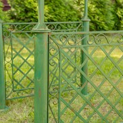 Zaer Ltd International 9.5ft. Iron Garden Arch with Embellished Trellis in Antique Green "London 1820" ZR220403-GR View 4