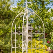 Zaer Ltd International 7.7ft Tall Three Wall Iron Trellis with Fleur-de-lis in Ant. White "Paris 1968" ZR220413-AW View 4