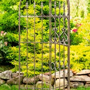 Zaer Ltd International 7.7ft Tall Three Wall Iron Trellis with Fleur-de-lis in Ant. Bronze "Paris 1968" ZR220413-BZ View 4