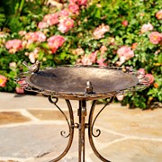 Zaer Ltd International 28.75" Tall Ornate Iron Birdbath with 3 Small Birds in Copper-Bronze "Stephania" ZR220411-CB View 4
