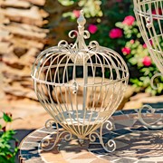 Zaer Ltd. International Set of 2 Metal Heart-Shaped Cage Plant Stands in Antique White "Ariyanna" ZR220415-AW View 4