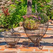 Zaer Ltd. International Set of 2 Metal Heart-Shaped Cage Plant Stands in Frosted Gold "Ariyanna" ZR220415-FG View 4