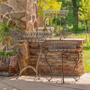 Zaer Ltd. International Set of 3 Round Iron Wire Basket Plant Stands in Antique Bronze "London 1820" ZR220392-BZ View 4