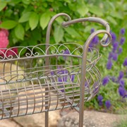 Zaer Ltd. International Pre-Order: 32.28" Tall 2Tier Metal Oval Basket Plant Stand in Bronze "Stephania" ZR220663-BZ View 4