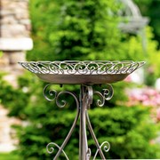 Zaer Ltd International 28" Tall Round Iron Birdbath with Folding Stand in Antique Bronze "Stephania" ZR220404-BZ View 4